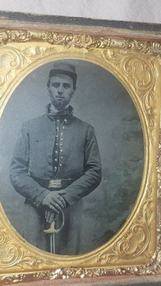 Rare 1860s Civil War Soldier Armed With Sword Hard Cased Image