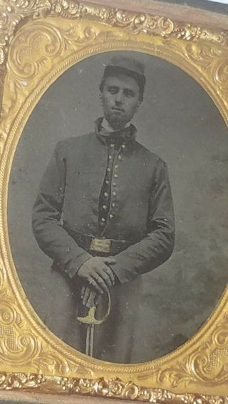 RARE 1860s CIVIL WAR SOLDIER ARMED WITH SWORD Hard Cased IMAGE 6
