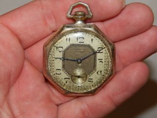 Antique Illinois Sterling Pocket Watch 19 Jewels 14k Gold Filled Case Runs