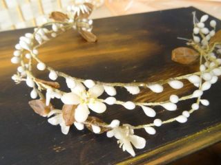 A Wonderful Antique French Wax Bridal Head Dress C.  1900