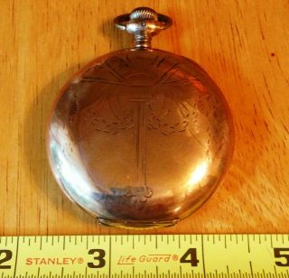 1903 ILLINOIS POCKET WATCH,  17 JEWELS,  SIZE 18S,  SOUTH BEND PILGRIM HUNTER CASE 4