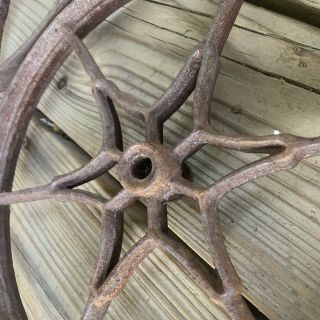 2 vintage star spoke iron cultivator wheels Planet Jr barn rustic farm 11” 3