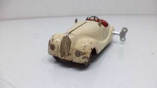Vintage Schuco Akustico 2002 BMW WHITE MADE IN GERMANY FROM 1930s Tin Toy 2