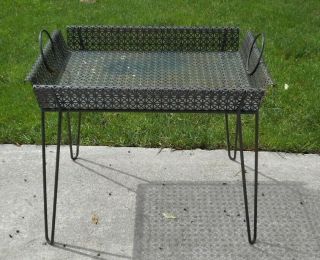 Vintage Wrought Iron Metal Mesh Outdoor Side Table Tray