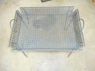 Vintage Wrought Iron Metal Mesh Outdoor Side Table Tray 3