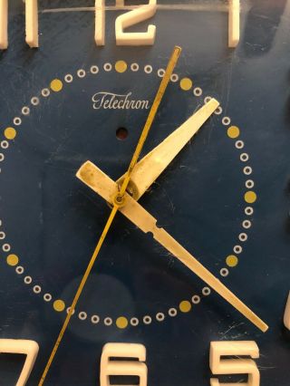 Vintage Blue/White Telechron Electric Mid Century Wall Clock Model 2HA41 3