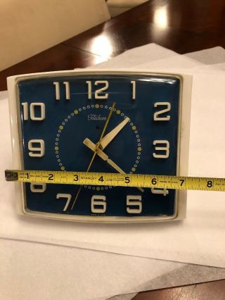 Vintage Blue/White Telechron Electric Mid Century Wall Clock Model 2HA41 5