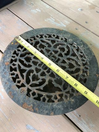 9 3/8” Round Heat Air Conditioning Grate Register Old Geometric Vintage