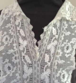 Antique Lace Lappet: Collar W Long Front Piece,  Point De Paris Bobbin Lace?