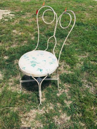 set of 2 Vintage chairs Ice Cream style iron adult retro shabby chic 2