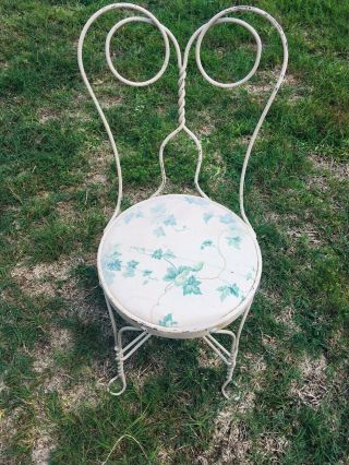 set of 2 Vintage chairs Ice Cream style iron adult retro shabby chic 3