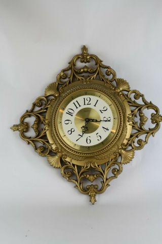 Vintage Retro Haven Wall Clock Burwood Hollywood Regency Ornate Gold Tone