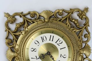 Vintage Retro Haven Wall Clock Burwood Hollywood Regency Ornate Gold Tone 3