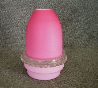 Antique S.  Clarke Fairy Lamp Webb Peach Blow Old Pink Art Glass Candle Light