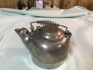Vintage Small Cast Iron ? Teapot Tea Kettle With Wire Bail Handle