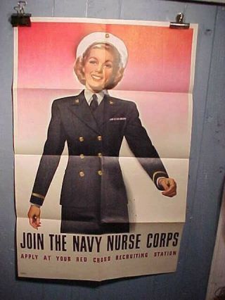 Orig Wwii Home Front Poster American Red Cross - Join The Navy Nurse Corps