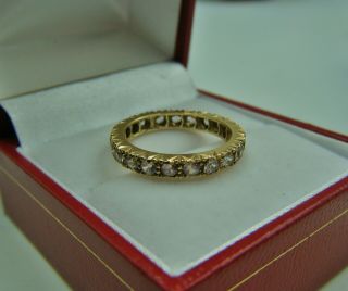 Circa 1920s - 30s Art Deco Era 9ct Gold Gems Set Ring Band.  ? Spinels Or Zircon