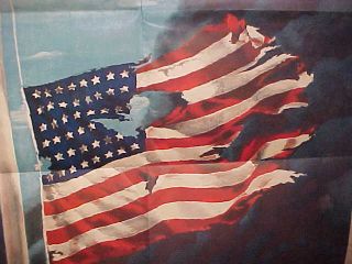 Orig WWII Home Front POSTER 1942 - REMEMBER DECEMBER 7th w US FLAG Image 3