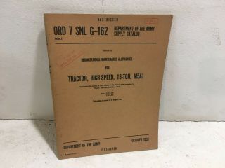 Ord 7 Snl G - 162 Sec.  2.  Maintenance For Tractor,  Hi - Speed,  13 - Ton,  M5a1.  Reprint