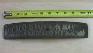 Antique Chicago Stove & Range Co.  Cast Iron Wood Coal Stove Part Name Plate