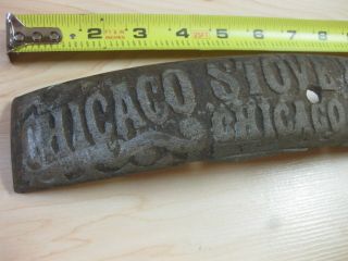 Antique Chicago Stove & Range Co.  CAST IRON wood coal STOVE part NAME PLATE 2