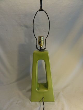 Vintage Mid Century Modern Mcm Green Ceramic Lamp Light