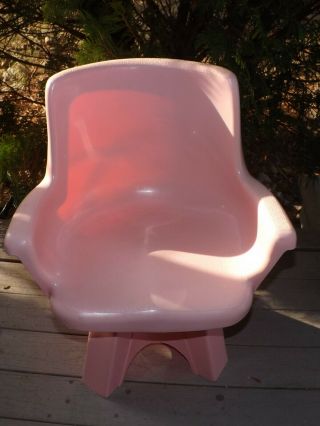 Vtg 70s Mid Century Mod Pink Plastic Kids Childs Swivel Empire Chair Eames Style