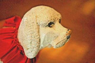 Large Antique Carved Wood Poodle Dog Schoenhut Humpty Dumpty Circus Toy 2