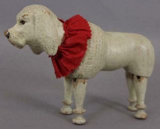 Large Antique Carved Wood Poodle Dog Schoenhut Humpty Dumpty Circus Toy 3