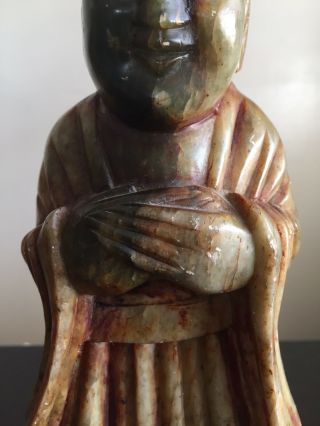 Antique Chinese Carved Soapstone Robed Court Figure Scholar Art SIGNED 1 of 2 3