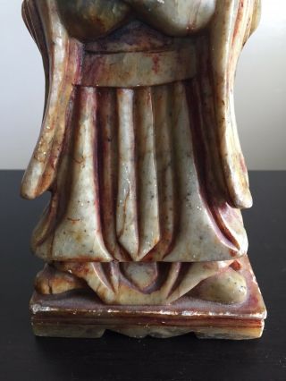 Antique Chinese Carved Soapstone Robed Court Figure Scholar Art SIGNED 1 of 2 4