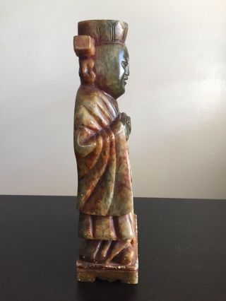 Antique Chinese Carved Soapstone Robed Court Figure Scholar Art SIGNED 1 of 2 5