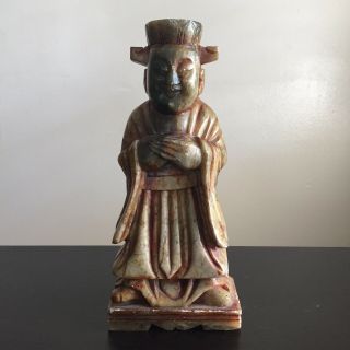 Antique Chinese Carved Soapstone Robed Court Figure Scholar Art SIGNED 1 of 2 8