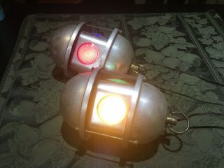 2 Vtg 1960 ' s Swiss Golden Beacon 160 Rotating Multi Color Disco Light Retro Lamp 8