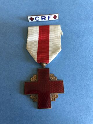 Early Rare Wwii French Red Cross Medal Gold Class With Rarer Frc Clasp