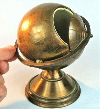 Mid - Century Modern Art Deco Space Age Metal Globe Cigarette Dispenser Ashtray