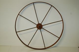 Vintage Iron Spoke Wheel 23 1/2 " Diameter 7/16 " Shaft