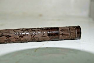 VERY FINELY CARVED CHINESE INCENSE STICK HOLDER WITH CHARACTER MARKS - VERY RARE 4