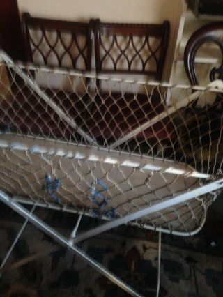 Vintage Victorian Metal Baby Crib Cot On Wheels Orginal