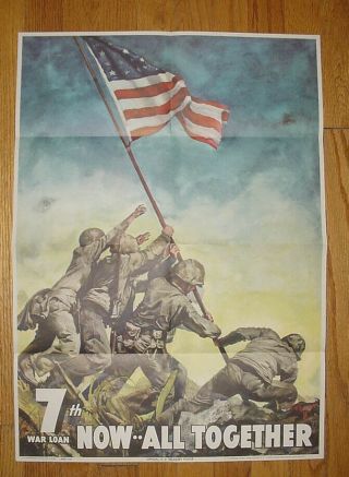 Wwii Now All Together 7th War Loan Us Marines Iwo Jima War Loan Poster