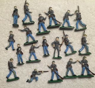 Vintage Military Toy Soldiers Army Men Lead Cast Iron Metal Set Of 19 Civil War