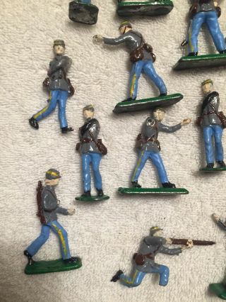 Vintage Military Toy Soldiers Army Men Lead Cast Iron Metal Set of 19 Civil War 2