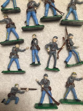 Vintage Military Toy Soldiers Army Men Lead Cast Iron Metal Set of 19 Civil War 3