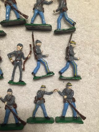 Vintage Military Toy Soldiers Army Men Lead Cast Iron Metal Set of 19 Civil War 4