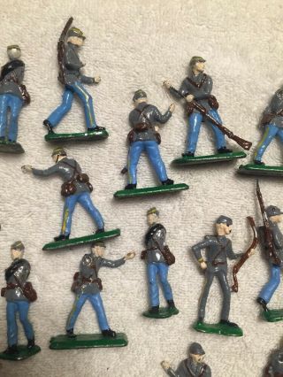 Vintage Military Toy Soldiers Army Men Lead Cast Iron Metal Set of 19 Civil War 6