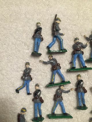 Vintage Military Toy Soldiers Army Men Lead Cast Iron Metal Set of 19 Civil War 7