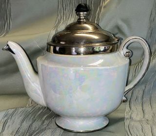 Vintage Fraunfelter Lusterware Teapot Royal Rochester Metal Lid Tea Strainer