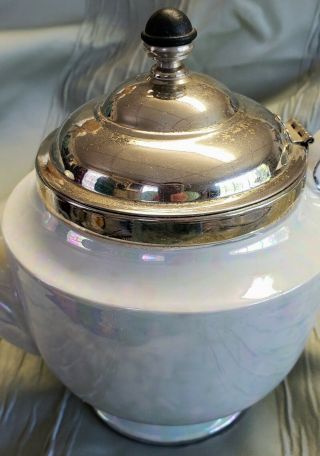 Vintage Fraunfelter Lusterware Teapot Royal Rochester Metal Lid Tea Strainer 5