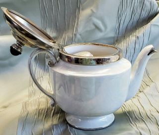 Vintage Fraunfelter Lusterware Teapot Royal Rochester Metal Lid Tea Strainer 6