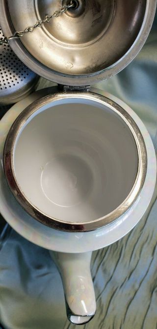 Vintage Fraunfelter Lusterware Teapot Royal Rochester Metal Lid Tea Strainer 8